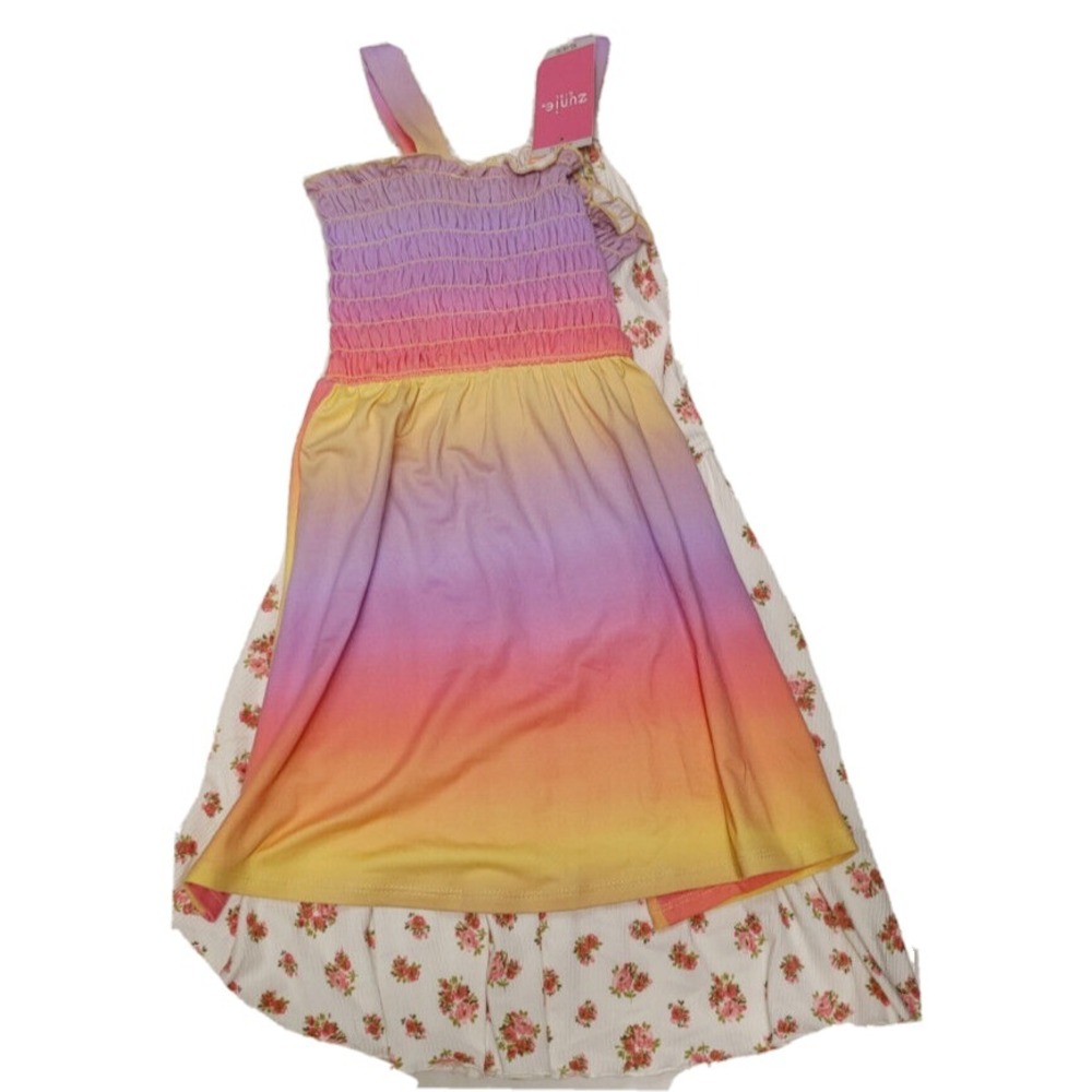 NWT Girls ZUNIE Rainbow/ White Floral 2 Pk Dresses Size‎ 4/5 XS